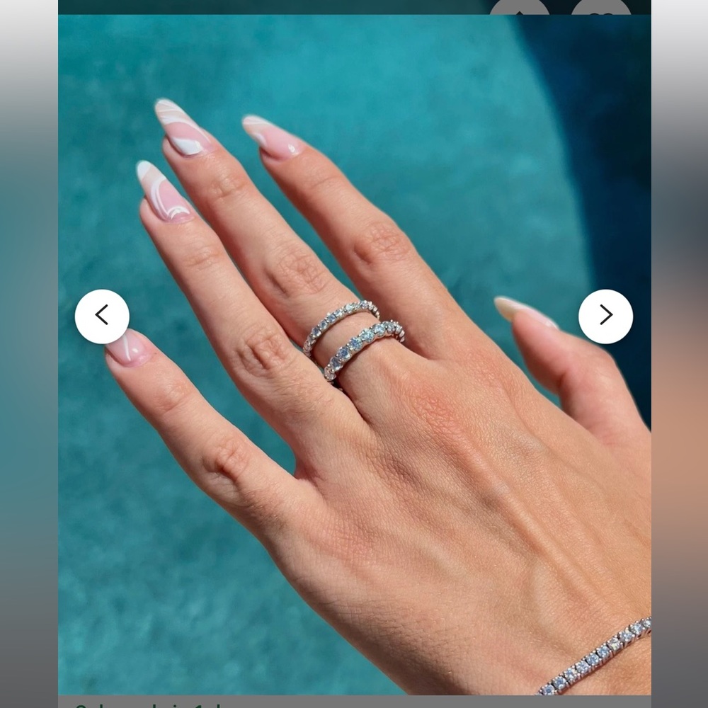 SALE!!!Moissanite and 925 sterling silver eternity band 3 mm size 5